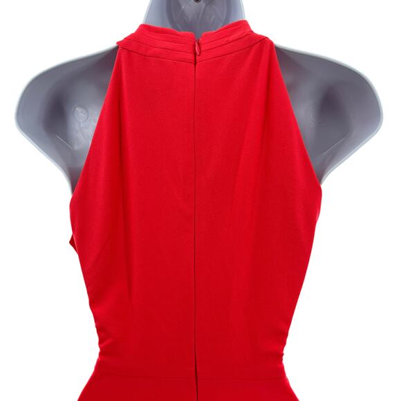 Tahari Red Crepe Knit Twist Halter Neck Cocktail Party Dress Women Sz 2 - Picture 8 of 12